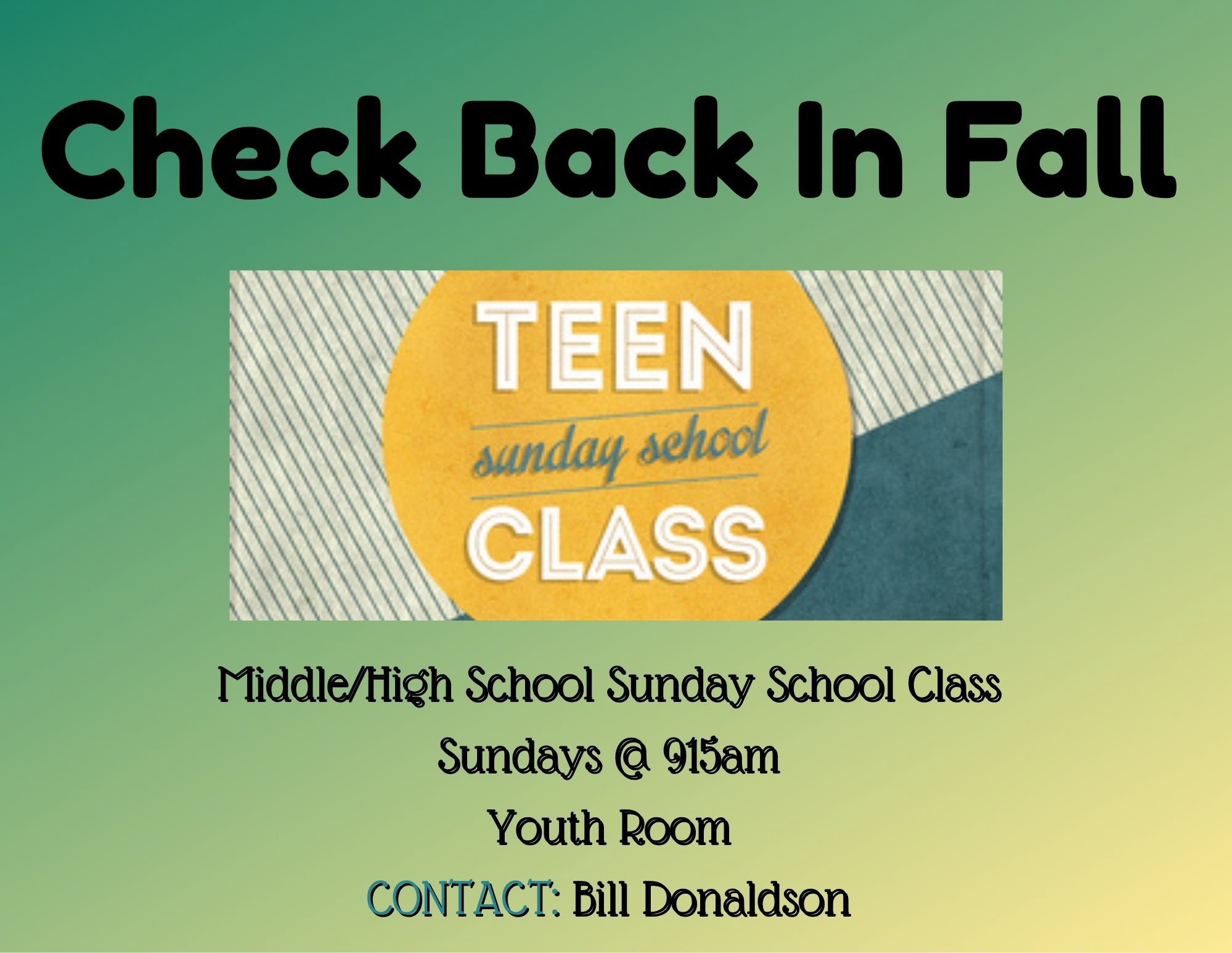 Youth Sunday School